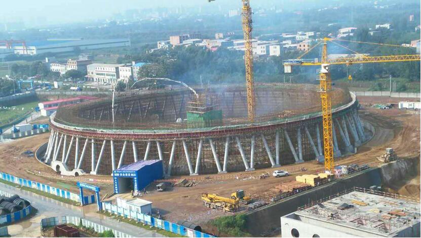郑州豫能项目#1冷却塔下环梁开始浇筑